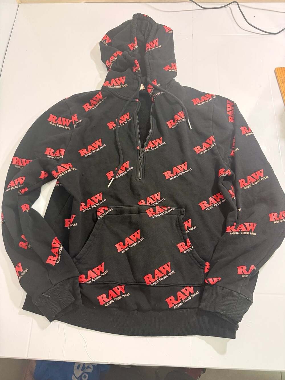 RAW x Rolling Papers RAWlers Hoodie - Black with Red Logo - Size L